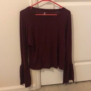 burgundy flare long sleeve